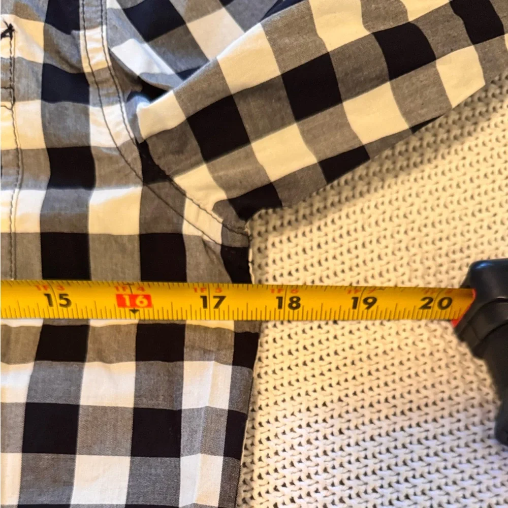 TUCKER + TATE Boys Tartan Plaid Button Down Shirt Navy Blue Rust Orange White - Picture 7 of 8